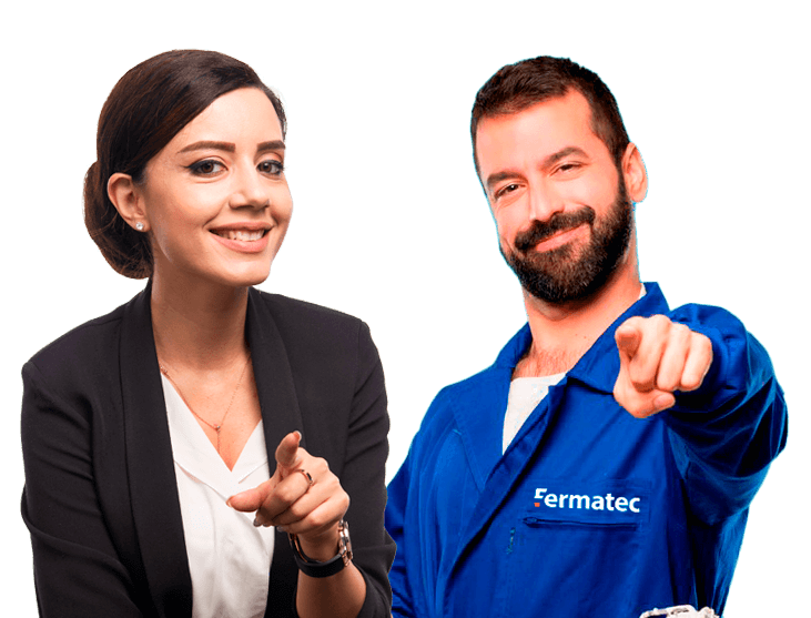 Duas pessoas convidam você a trabalhar com a Fermatec